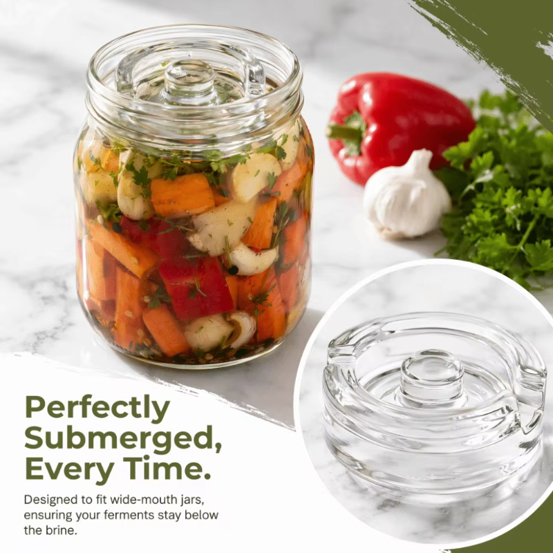 Mason Jar Wide Mouth - 3Pcs Glass Fermentation Weight with Handle