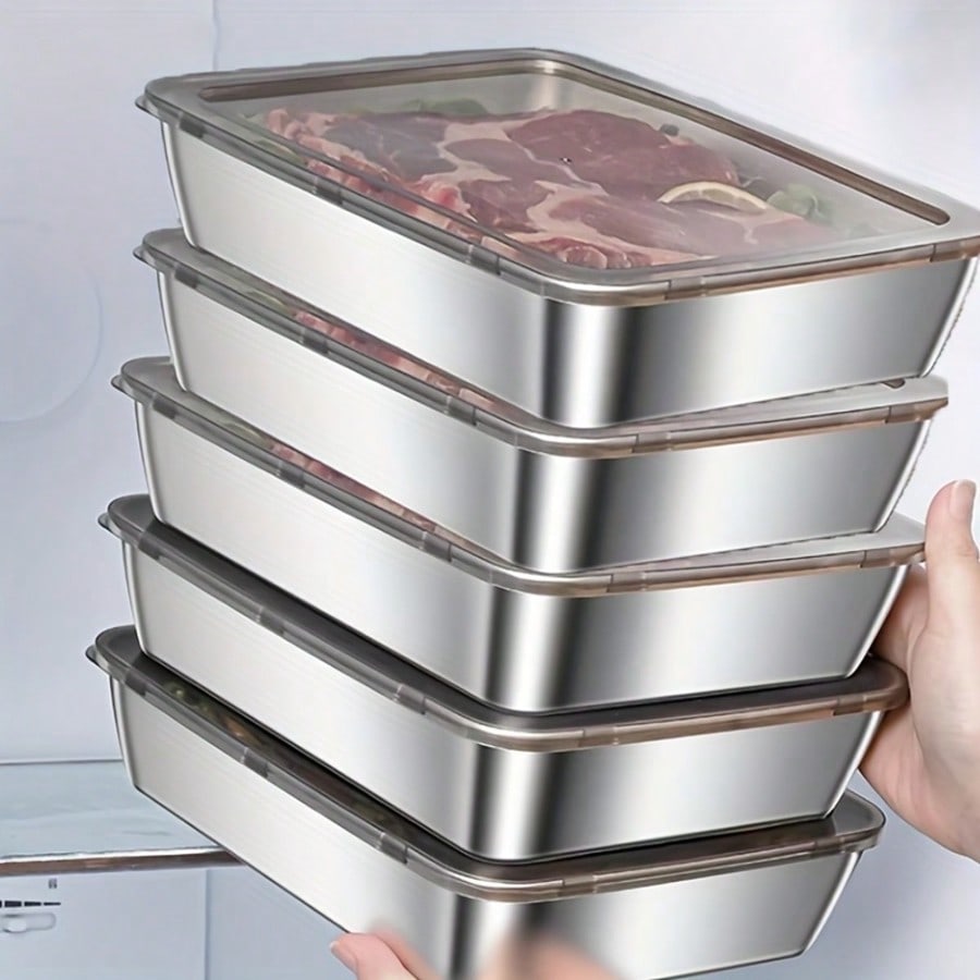 Xl Food Storage Containers With Lids - 5-Piece Stainless Steel Food Storage Container