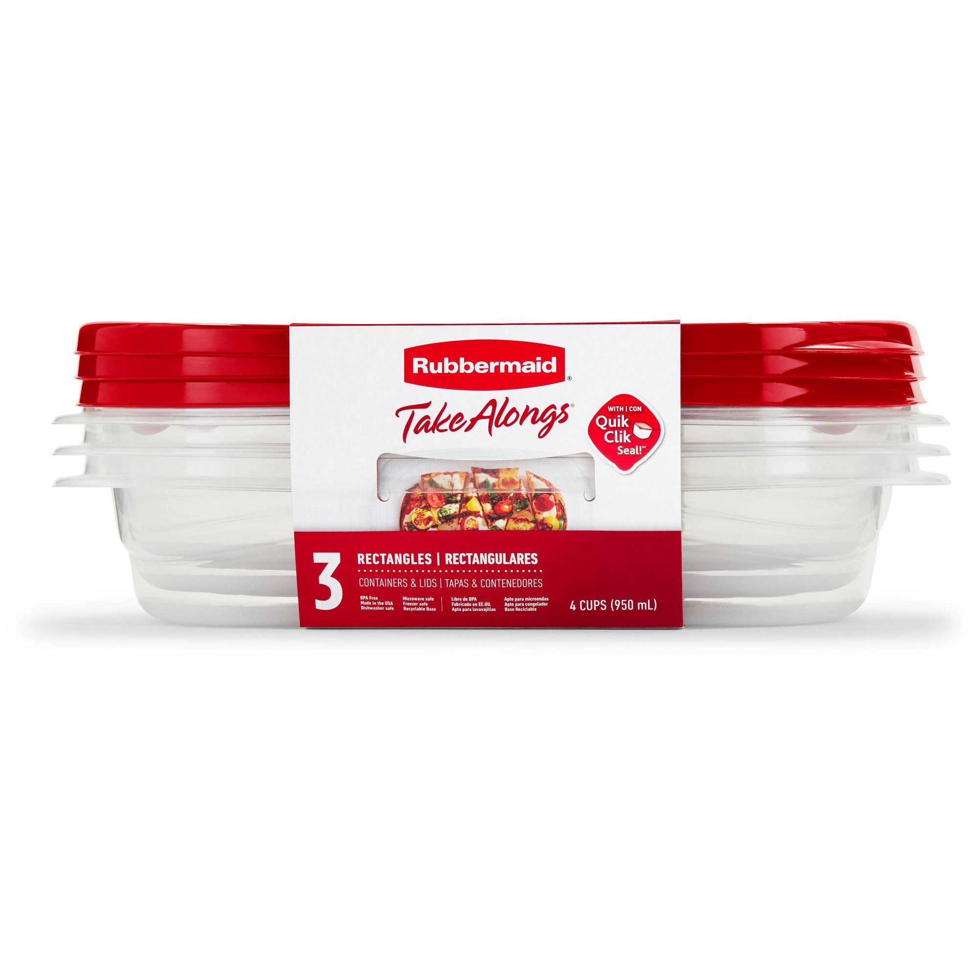 Storage Food Prep - 3pcs Red Rectangle Food Storage Containers