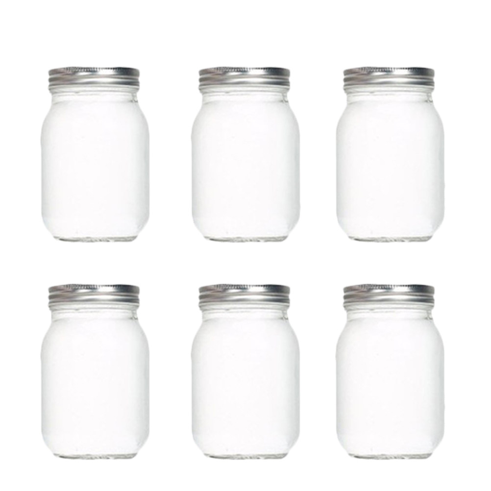 Food Storage Lid - 6Pcs Transparent Round Glass Jars with