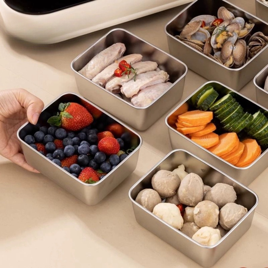 1-2-3pc Rectangular Stainless  - đánh giá và giá Storage Food Prep