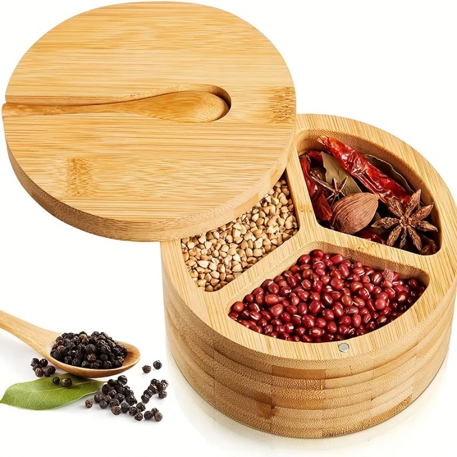 Bamboo Covered Wooden Spoon Se - đánh giá và giá Herb Keeper Container